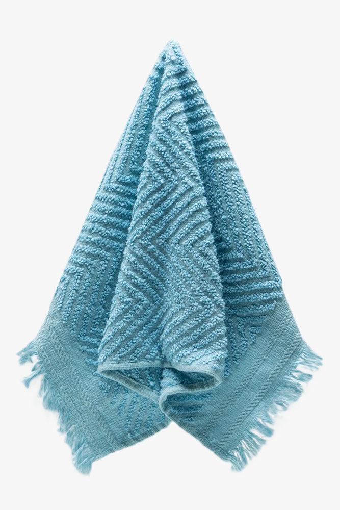 Textured Fringed Guest Towel Aqua