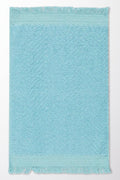 Textured Fringed Guest Towel Aqua (1)