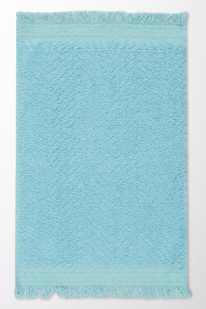 Textured Fringed Guest Towel Aqua (1)