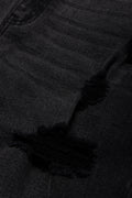 Ripped Denim Shorts Black (1)