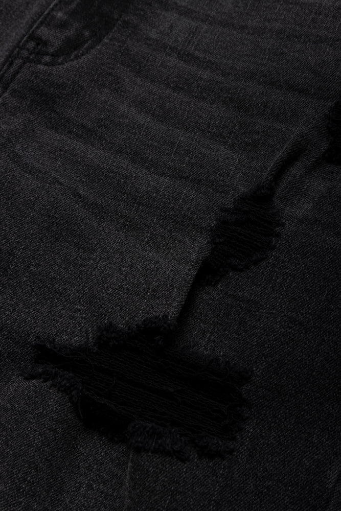 Ripped Denim Shorts Black (1)