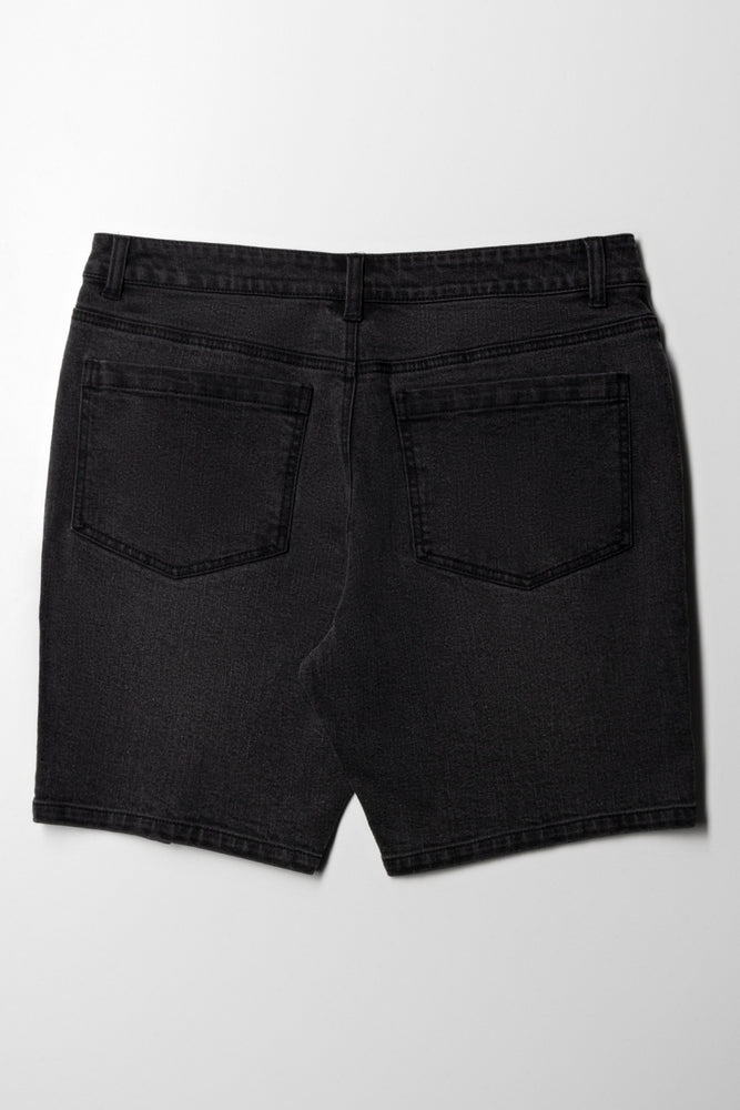 Ripped Denim Shorts Black (2)