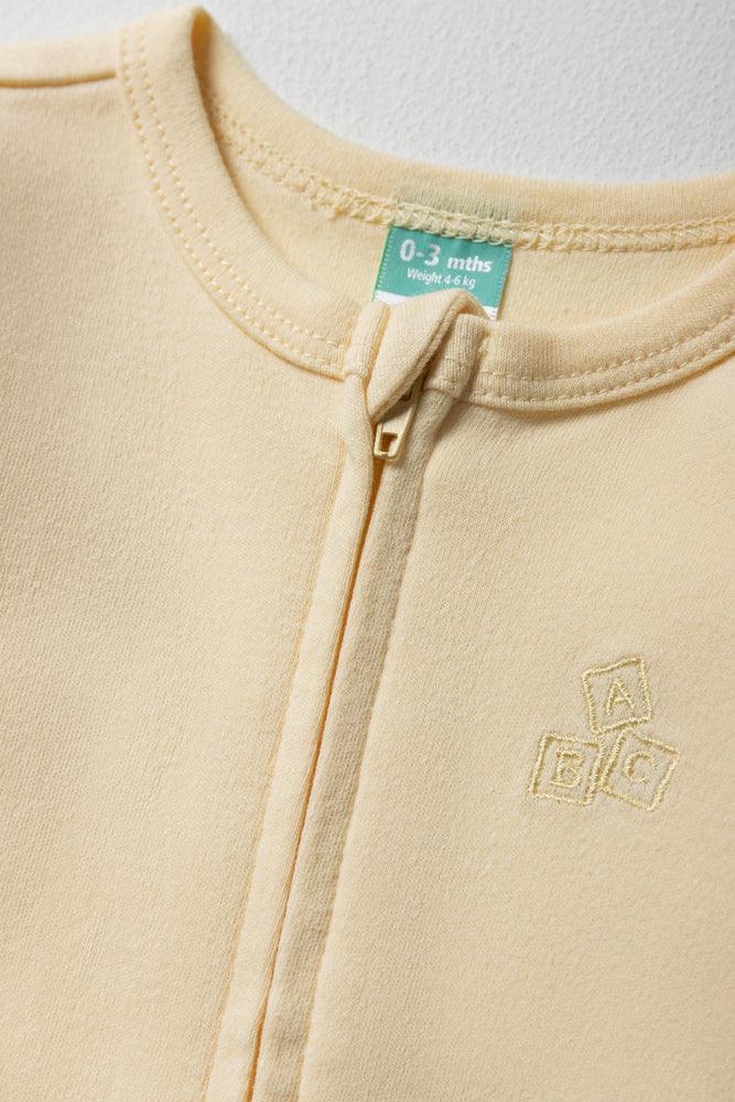 Zip Through Babygrow Yellow (2)