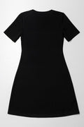 Rib Fit & Flare Dress Black (2)