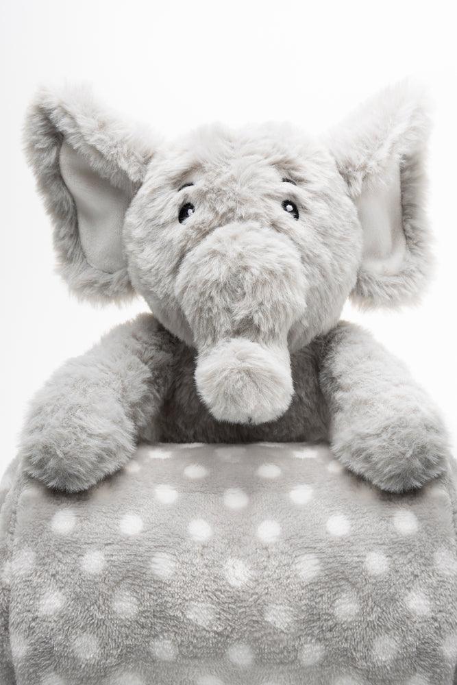 Elephant 2 Pack Blanket And Toy Grey