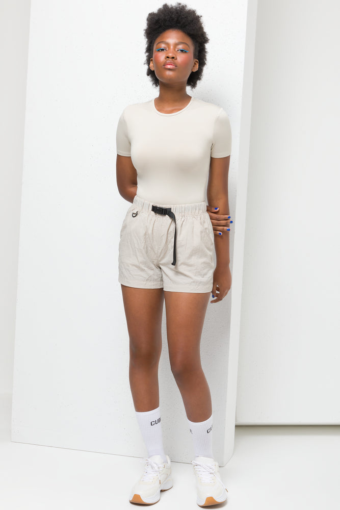Utility Canvas Strap Short Beige