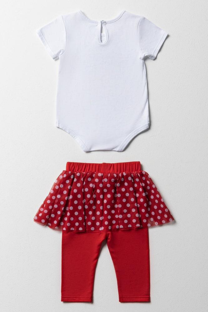 Minnie Mouse Tutu With Leggings Set White & Red (4)