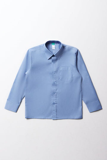 Unisex Primary School Long Sleeve Collar Shirt Blue Toughees