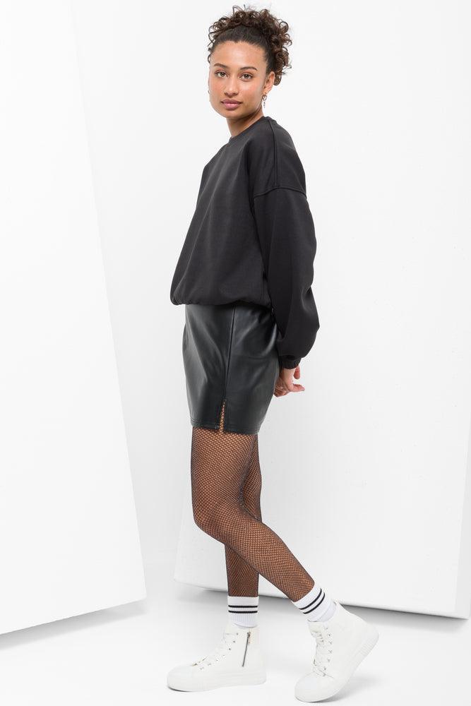 Mini Skirt With Slit Black (1)