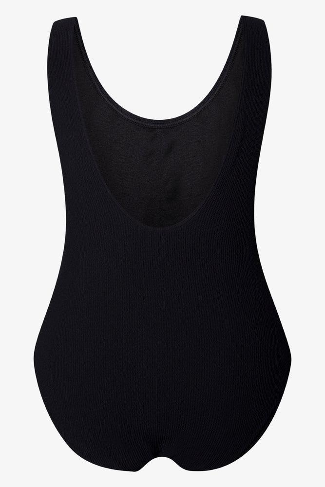 Textured Full Piece Swimsuit Black