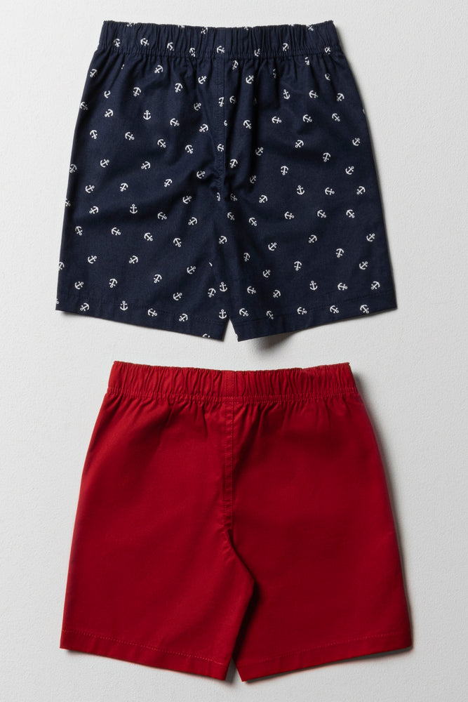2 Pack Boat Shorts Navy & Red (2)