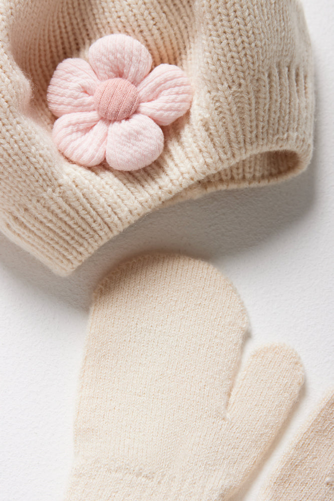 Beret & Mittens Set Natural (1)