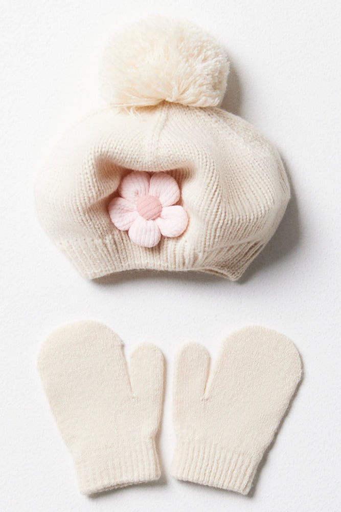 Beret & Mittens Set Natural (2)