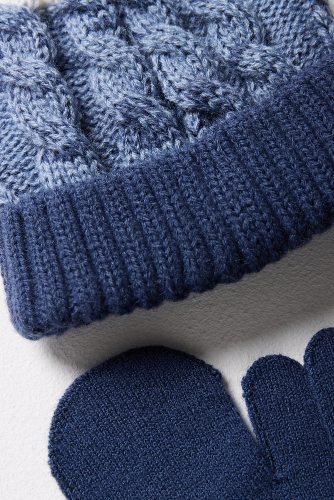 Beanie & Mittens Set Blue