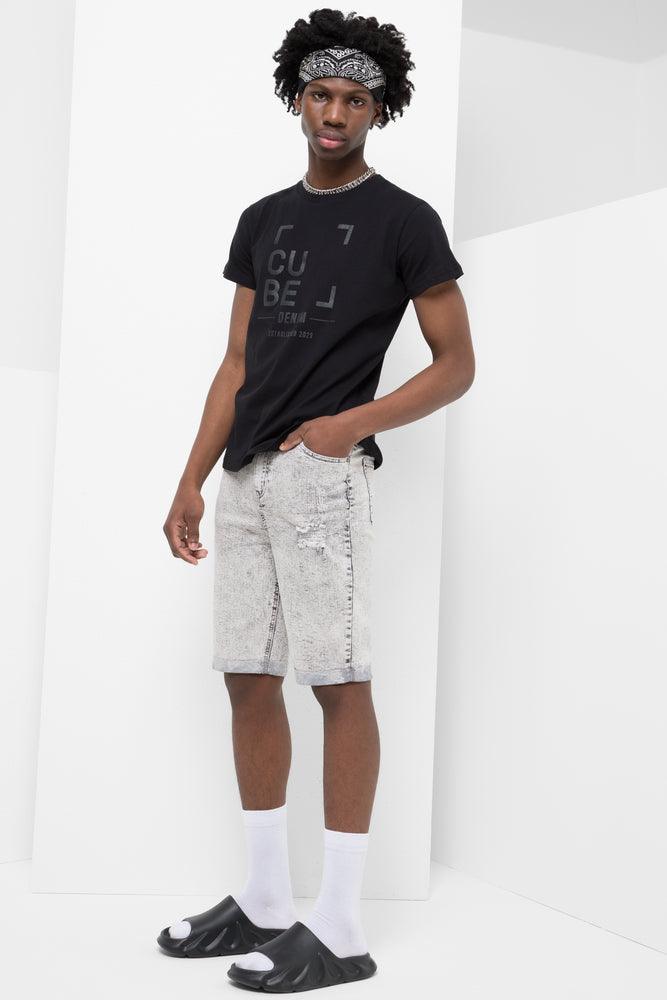 Grey ripped denim shorts 2025