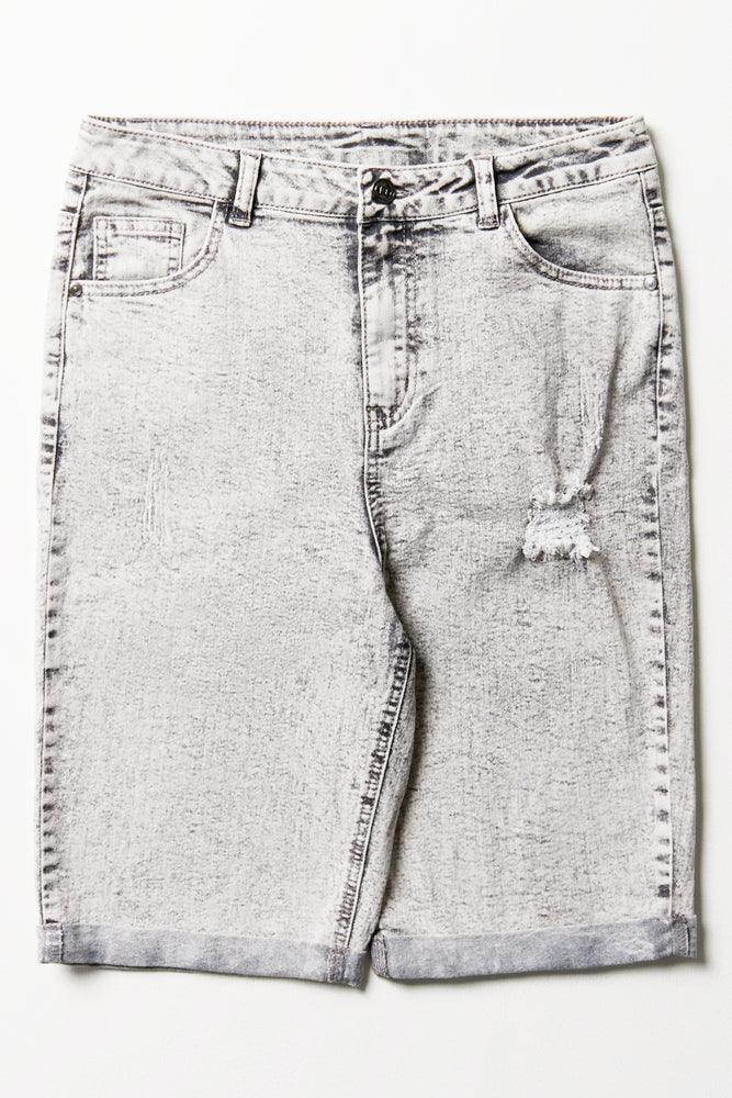 Ripped Denim Shorts Grey Bottoms Jeans Ackermans