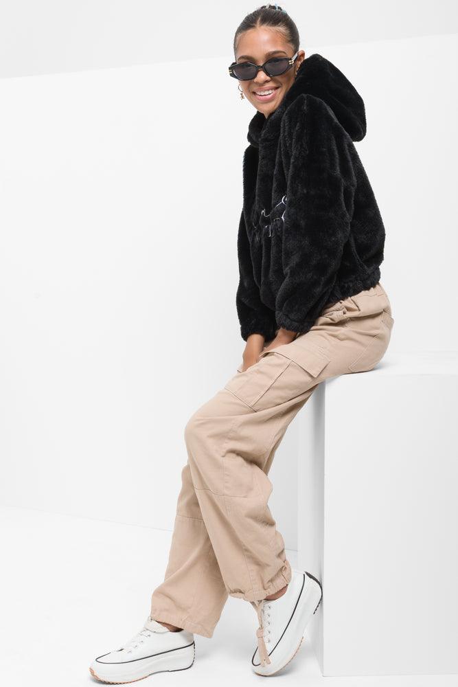 Paris Fur Hoodie Black (1)