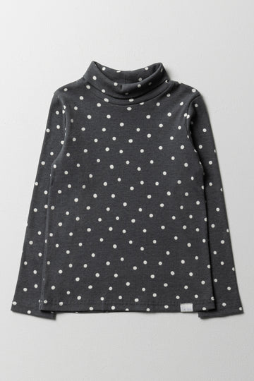 Spot Rib Poloneck Dark Grey