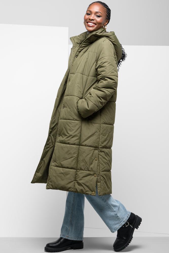 Long Line Puffer Jacket Green Coats Jackets Ackermans