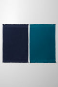2 Pack Fringed Guest Towel  Navy & Teal