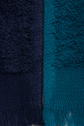 2 Pack Fringed Guest Towel  Navy & Teal (1)