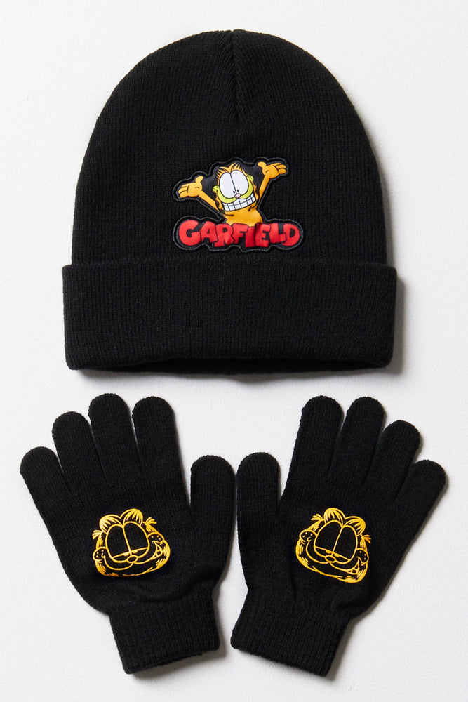 Garfield Beanie & Gloves Black