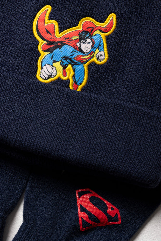 Superman Beanie & Gloves Set Navy (1)