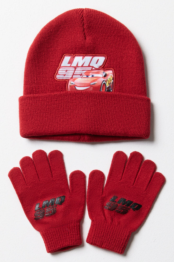 Cars Beanie & Gloves Set Red