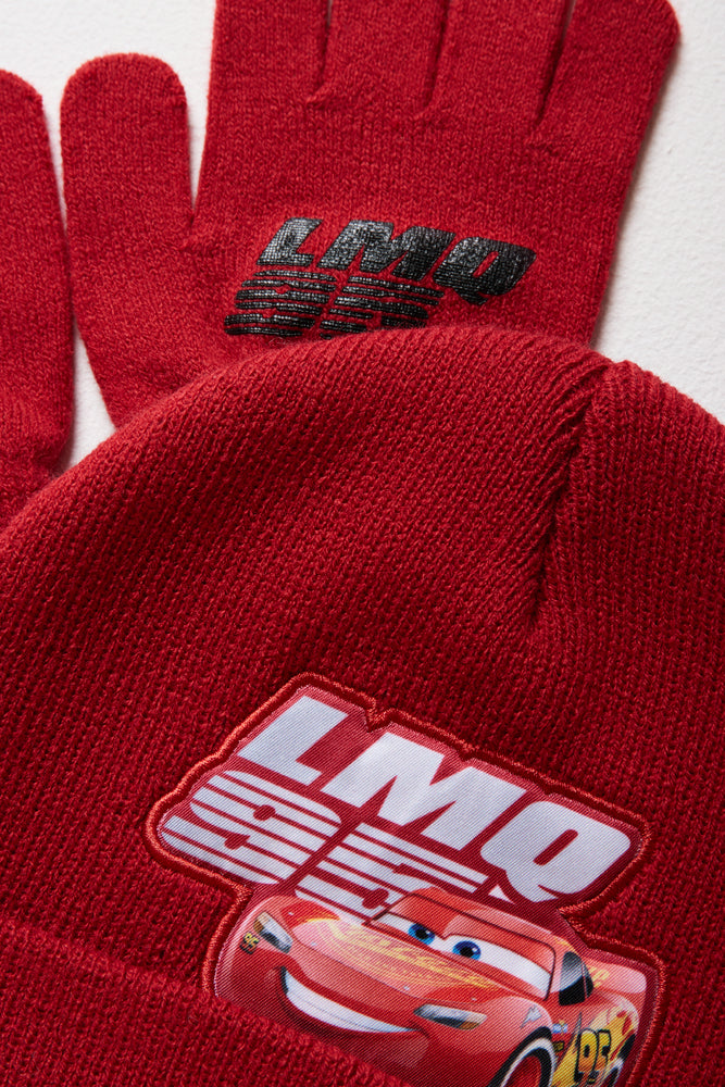 Cars Beanie & Gloves Set Red (1)