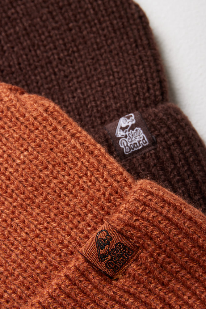 2 Pack Beanies Brown & Rust (1)