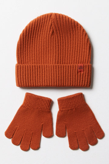 Beanie & Gloves Set Rust