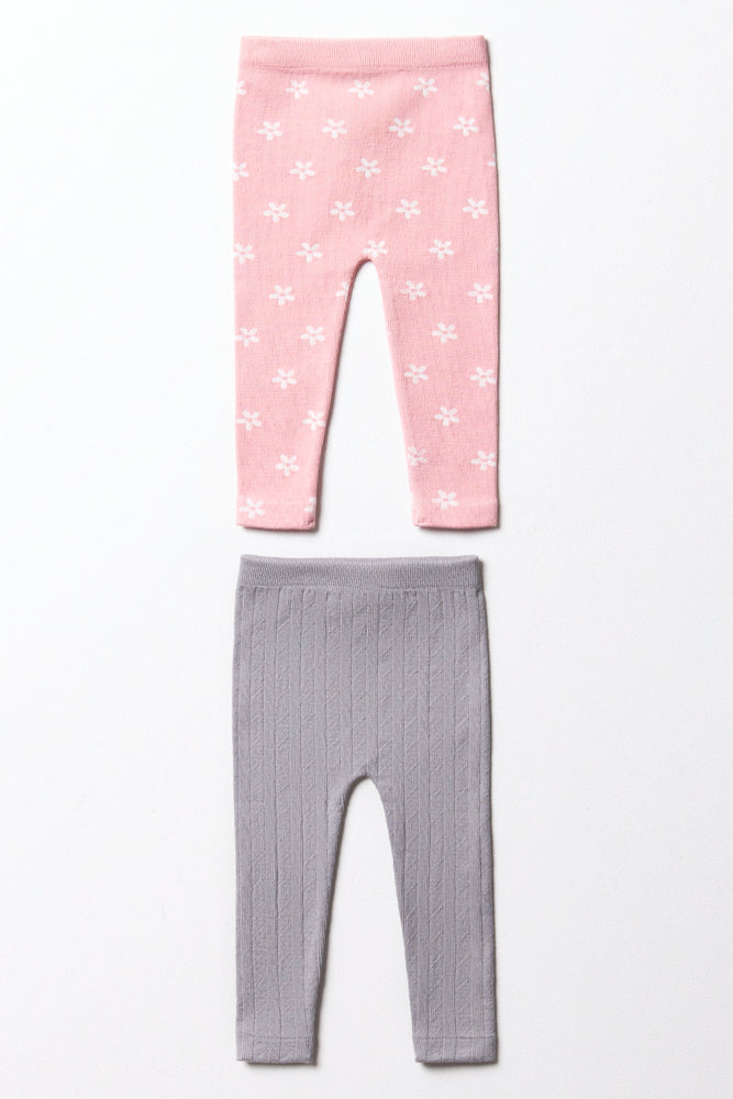 2 Pack Leggings Pink & Grey (2)