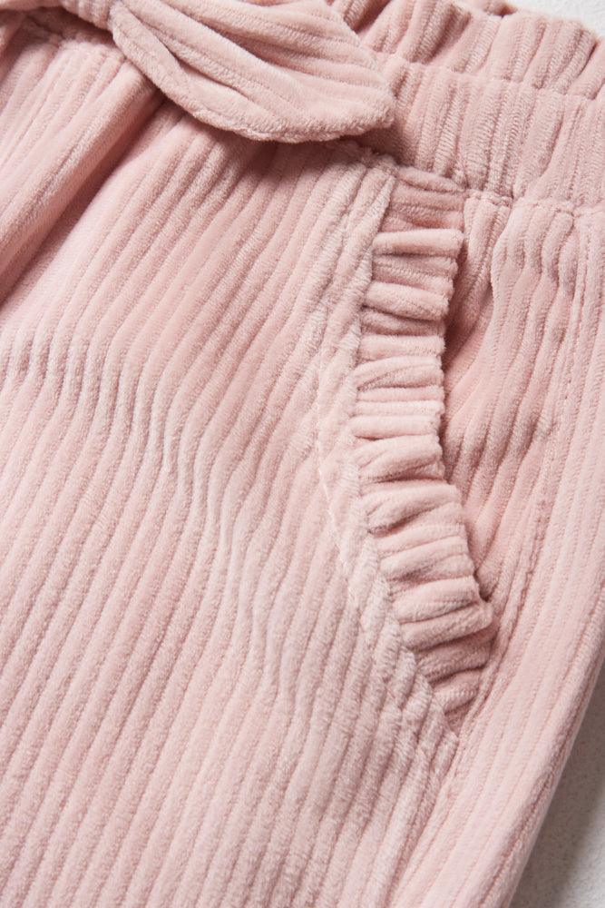 Corduroy Pants With Bow Pink (1)