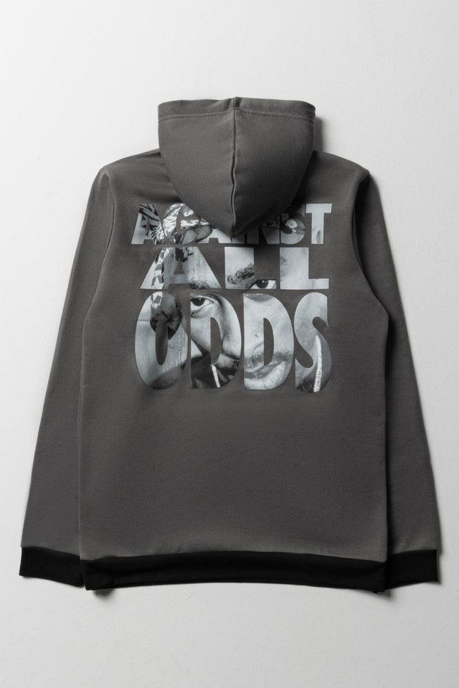 Tupac Hoodie Dark Grey Tops T Shirts Ackermans