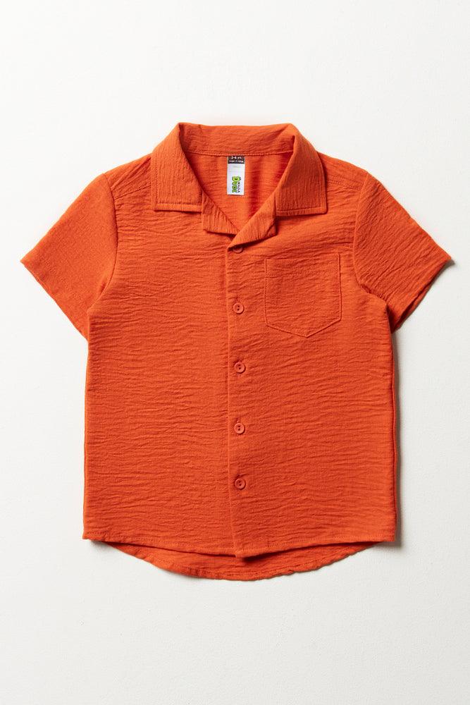 Short Sleeve Resort Shirt Orange Tops T Shirts Ackermans