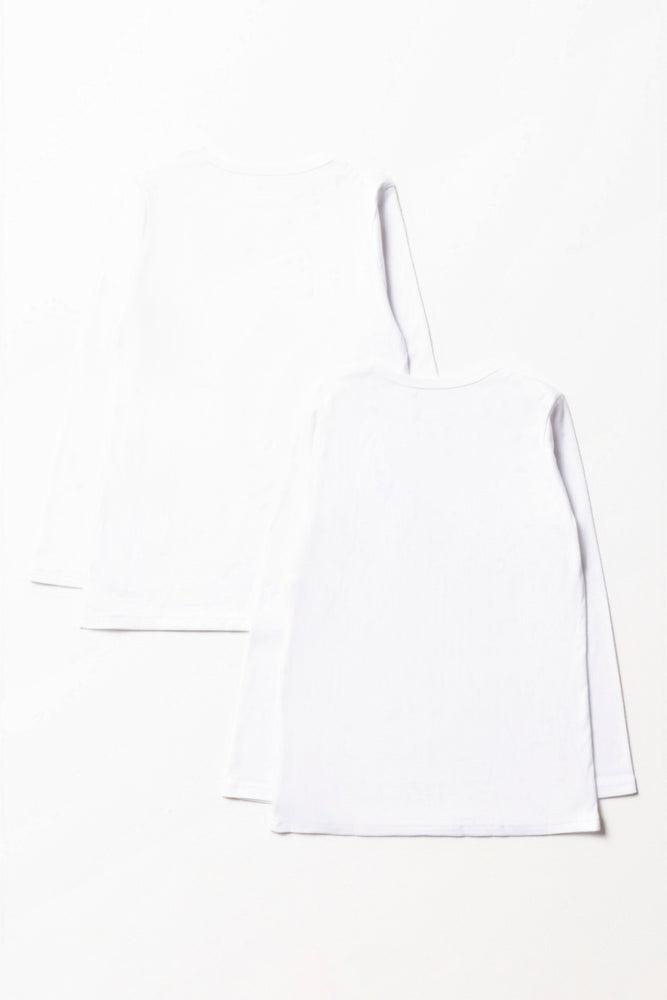2 Pack Long Sleeve Vests White (2)