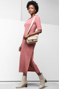 Short Sleeve Column Dress Pink (1)