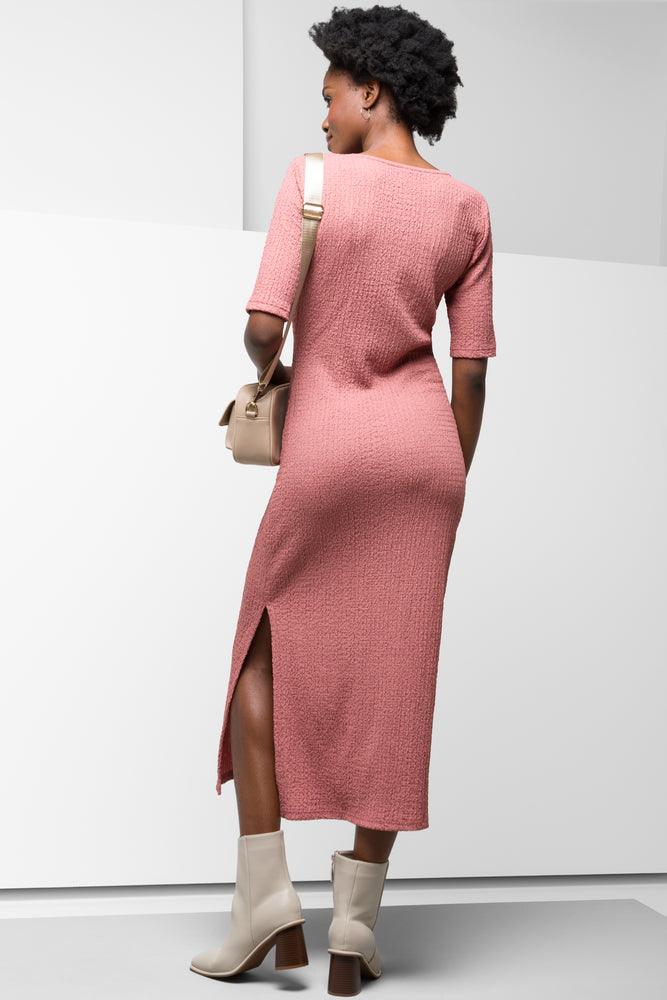 Short Sleeve Column Dress Pink (2)