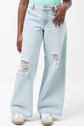 Wide Leg Denim Jeans Light Blue (1)