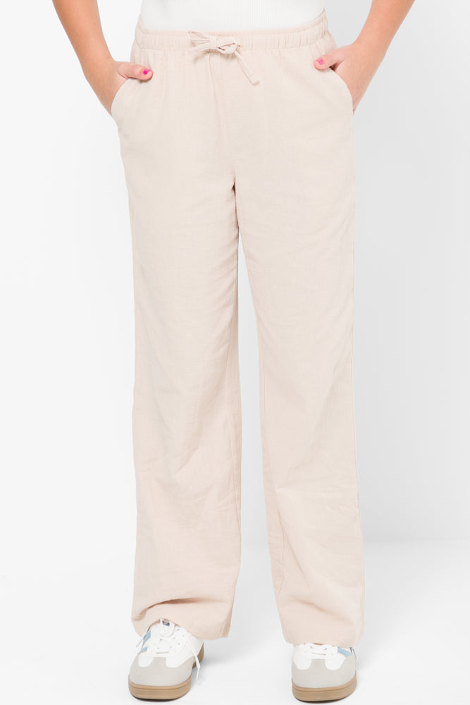 Linen Pull On Pants Stone