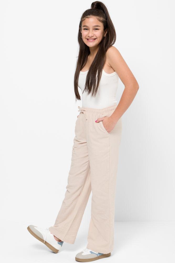 Linen Pull On Pants Stone (2)