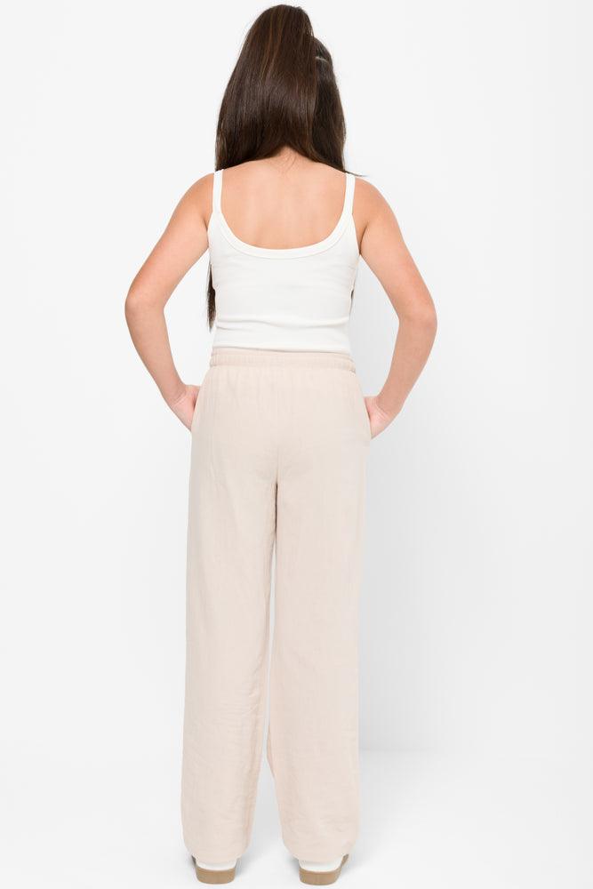 Linen Pull On Pants Stone (3)