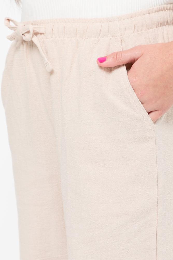 Linen Pull On Pants Stone (4)