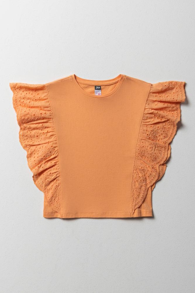 Anglaise Sleeve Top Orange