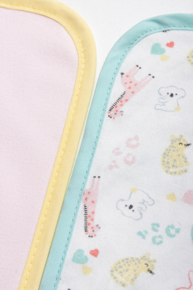 2 Pack Burp Cloths Wild Animals Girl Pink (1)