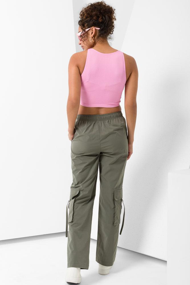 Seamless Cropped High Neck Vest Mid Pink (2)