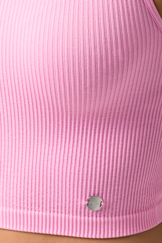 Seamless Cropped High Neck Vest Pink (3)