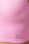 Seamless Cropped High Neck Vest Mid Pink (3)
