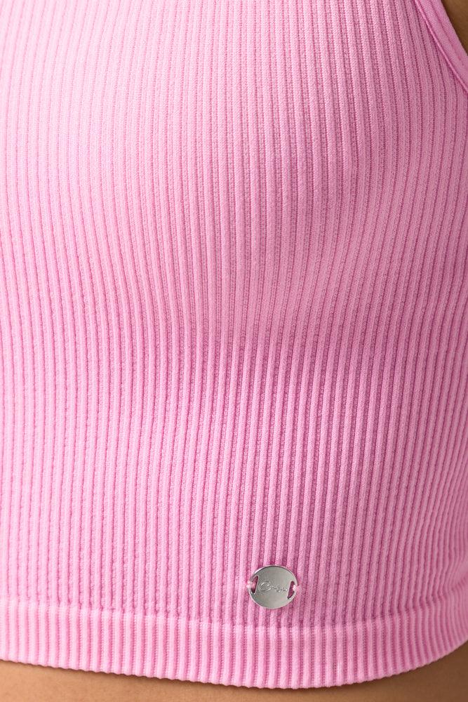 Seamless Cropped High Neck Vest Mid Pink (3)