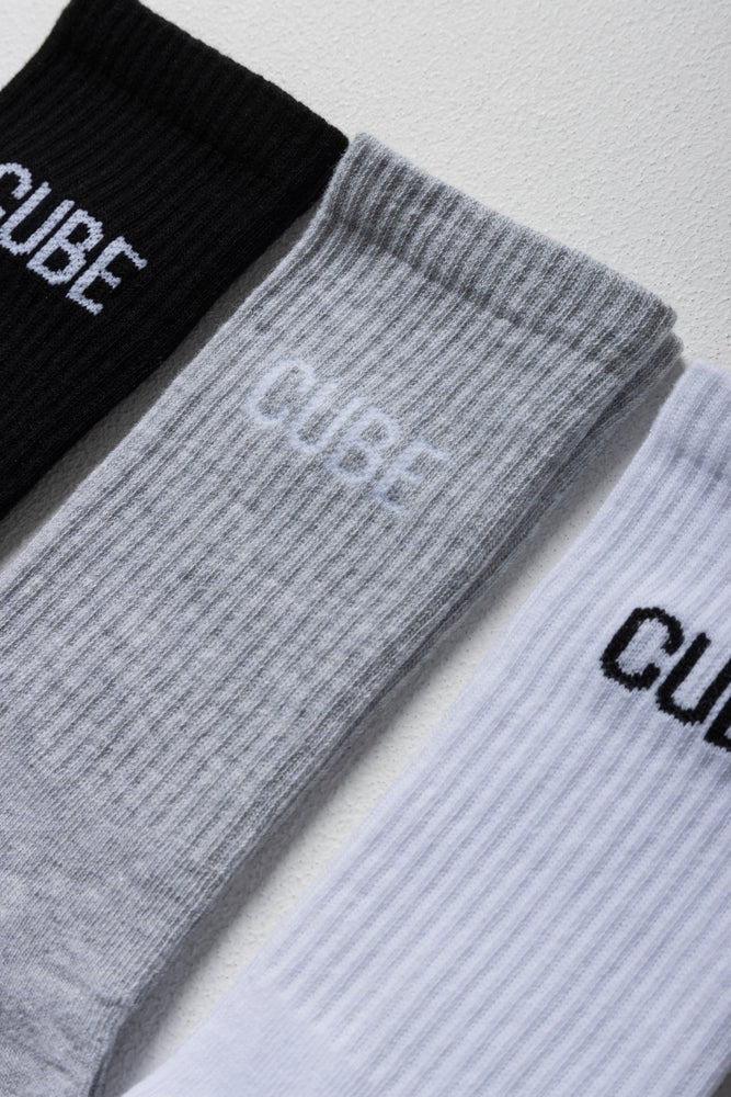 3 Pack Socks Black, Grey & White (1)